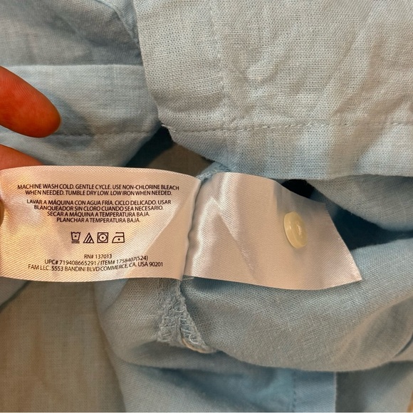 Orvis Outdoors Blue Linen Rayon Blend Cap Sleeve Collared Shirt Top SZ XXL - Picture 7 of 8